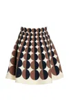 Oscar De La Renta Printed Stretch-wool Mini Skirt In Brown