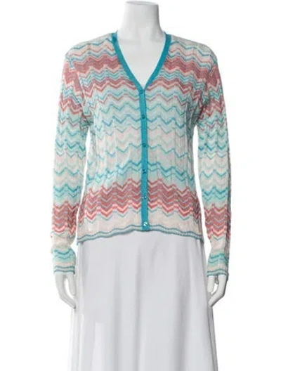 Pre-owned Oscar De La Renta Printed V-neck Sweater In Multi