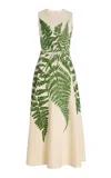 Oscar De La Renta Printed Wool-blend Midi Dress In Ivory