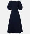 OSCAR DE LA RENTA PUFF-SLEEVE WOOL-BLEND MIDI DRESS