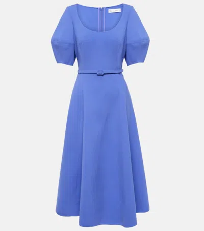 Oscar De La Renta Puff-sleeve Wool-blend Midi Dress In Crocus