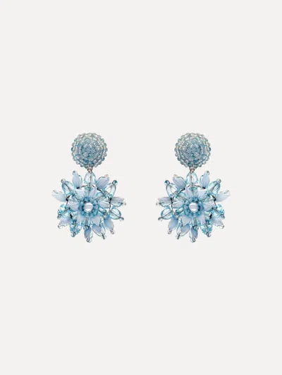 Oscar De La Renta Raffia & Beaded Flower Earrings