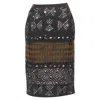 Oscar De La Renta Raffia Sequins Jacquard Skirt In Multi
