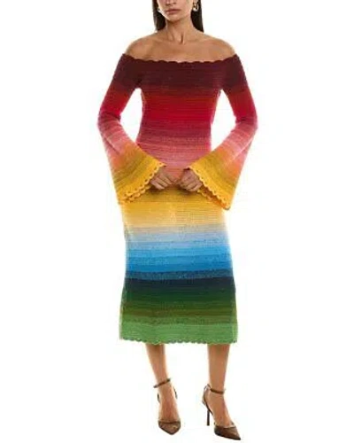 Pre-owned Oscar De La Renta Rainbow Ombre Sweaterdress Women's In Ranrainbow