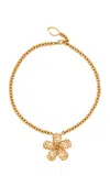 Oscar De La Renta Ratan Flower Pendant Necklace In Gold