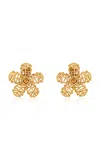 Oscar De La Renta Ratan Flower Stud Earrings In Gold