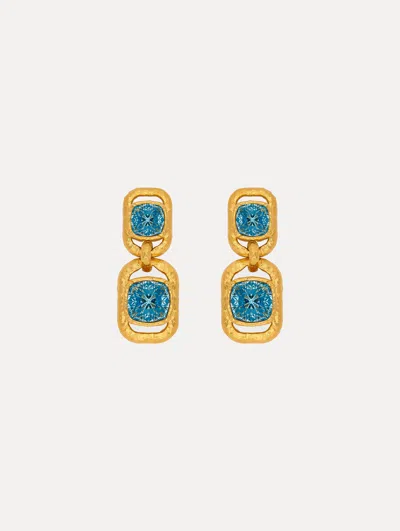 Oscar De La Renta Rectangle Crystal Drop Earrings In Gold