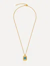 Oscar De La Renta Rectangle Crystal Pendant Necklace In Gold