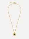 Oscar De La Renta Rectangle Crystal Pendant Necklace In Gold