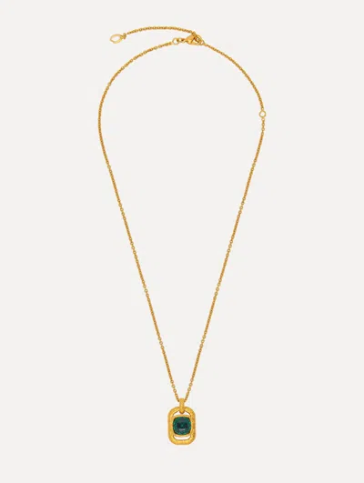 Oscar De La Renta Rectangle Crystal Pendant Necklace In Gold