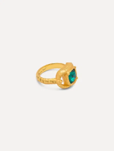 Oscar De La Renta Rectangle Crystal Ring In Gold