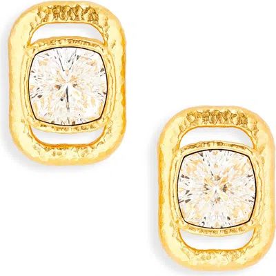 Oscar De La Renta Rectangle Crystal Stud Earrings In Transparent