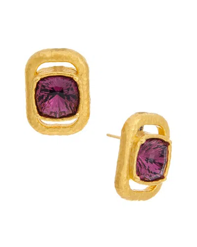 Oscar De La Renta Rectangle Stud Crystal Earrings In Multi