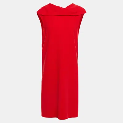Pre-owned Oscar De La Renta Red Wool Dress L (us 8)
