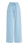 Oscar De La Renta Relaxed Wool-cashmere Wide-leg Pants In Blue