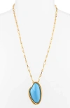 Oscar De La Renta Resin O Pendant Necklace In Light Blue