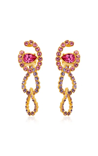 Oscar De La Renta Rhinestone Chain Drop Earrings In Gold
