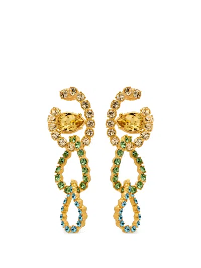 Oscar De La Renta Rhinestone Drop Earrings In Gold