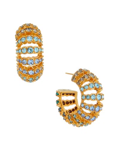 Oscar De La Renta Rhinestone Hoop Earrings In Gold