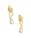 Oscar De La Renta Rhinestone Snake Head Earrings In Gold
