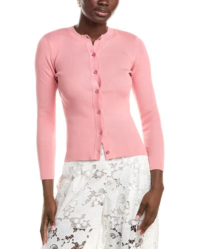 OSCAR DE LA RENTA OSCAR DE LA RENTA RIBBED BUTTON FRONT SILK-BLEND CARDIGAN