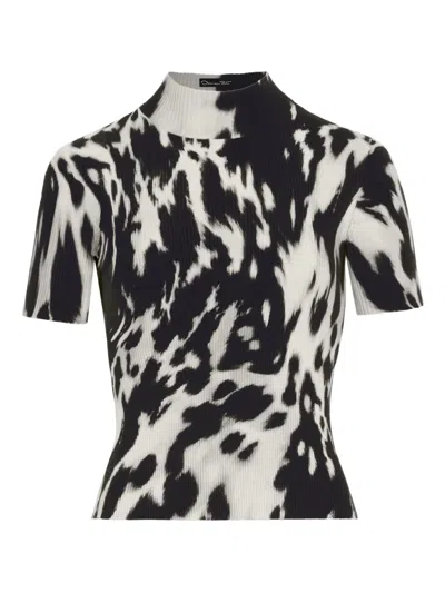 Oscar De La Renta Ribbed Printed T-shirt In Multi