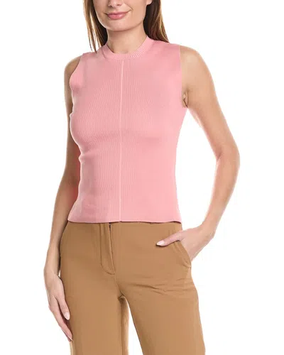 Oscar De La Renta Ribbed Silk-blend Tank In Pink