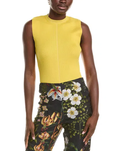 OSCAR DE LA RENTA RIBBED SILK-BLEND TANK