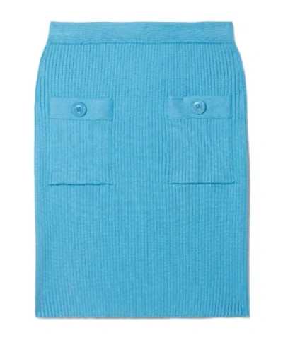 Oscar De La Renta Ribbed Silk-blend Mini Skirt In Turquoise