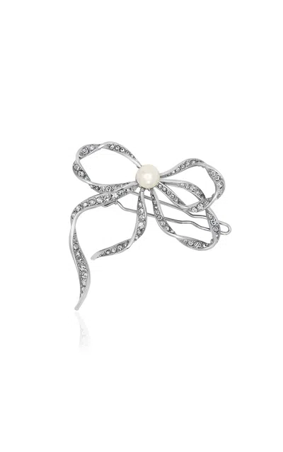 Oscar De La Renta Ribbon Bow Barrette In Metallic
