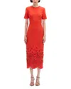 Oscar De La Renta Rose Cutout Stretch-wool Midi Dress In Vermilion
