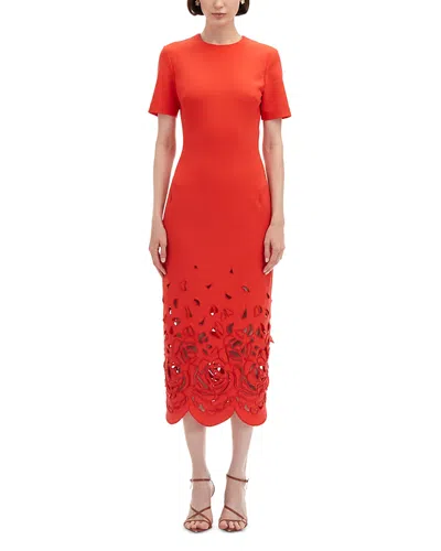 OSCAR DE LA RENTA OSCAR DE LA RENTA ROSE CUT OUT MIDI DRESS
