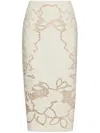 Oscar De La Renta English Rose Cutout Tweed Skirt In White