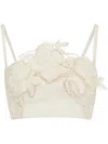 Oscar De La Renta Rose Cut-out Tweed Top In White