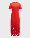 Oscar De La Renta Rose Cutout Stretch-wool Midi Dress In Vermilion