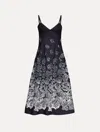 Oscar De La Renta Rose Devor Denim Sleeveless Dress