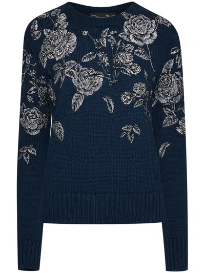 Oscar De La Renta Rose Embroidered Jumper