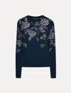 Oscar De La Renta Rose Embroidered Pullover