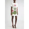Oscar De La Renta Rose Embroidered Wool Blend Minidress