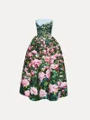 Oscar De La Renta Rose Field Strapless Silk Faille Cocktail Dress In Multi