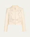 Oscar De La Renta Rose Ladder Stitch Tweed Jacket