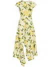 Oscar De La Renta Asymmetric Cotton Poplin Midi Dress In Gelb