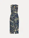 Oscar De La Renta Rose Printed Denim Dress
