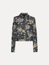 Oscar De La Renta Rose Printed Denim Jacket