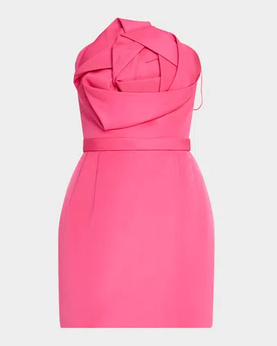 Oscar De La Renta Rose Strapless Faille Mini Dress In Bright Pink