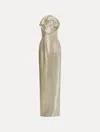 Oscar De La Renta Rosette Bugle Bead Column Gown