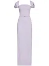 Oscar De La Renta Rosette Sleeve Column Gown In Purple