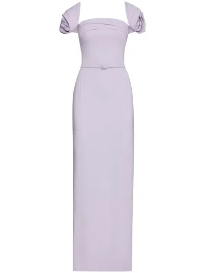 Oscar De La Renta Rosette Column Gown In Purple