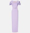 Oscar De La Renta Stretch-cady Column Gown In Lila