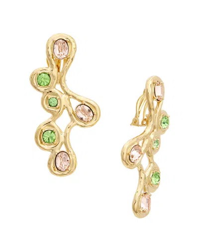 Oscar De La Renta Round Crystal Earrings In Green